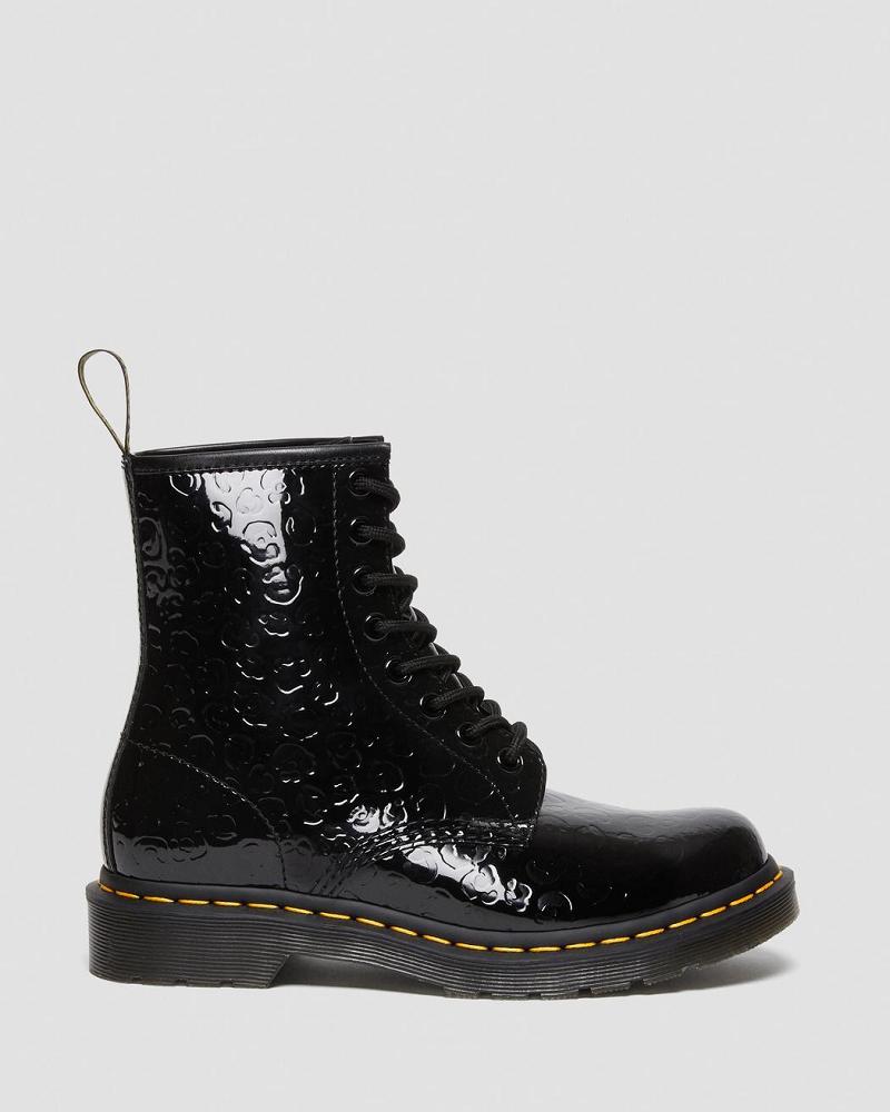 Dr Martens 1460 Leopard Emboss Lak Leren Enkellaars Dames Zwart Leopard | NL 90QMA